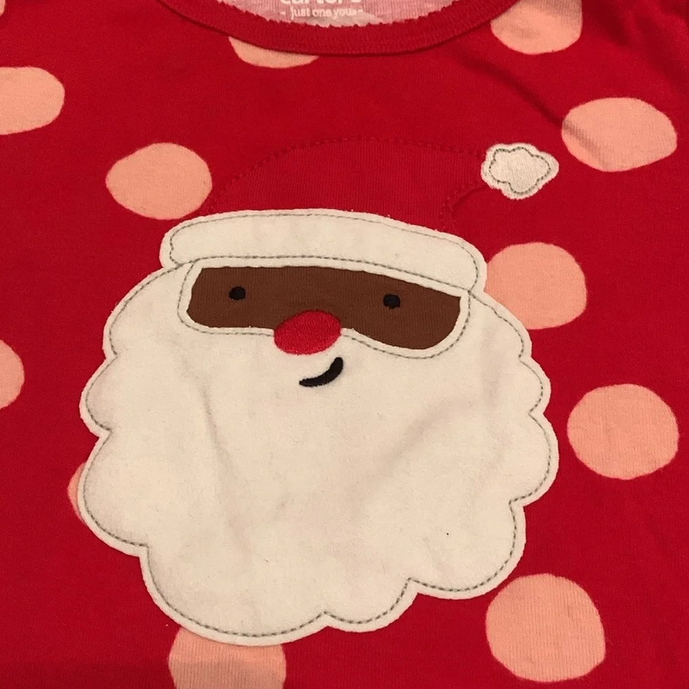Carter’s Santa Pajama Set Size 3T Red Polka Dots Two Piece Christmas
